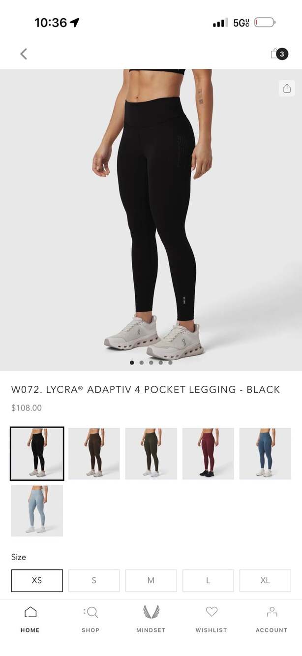 ASRV W072 Lycra Adaptiv 4 Pocket Legging - Black